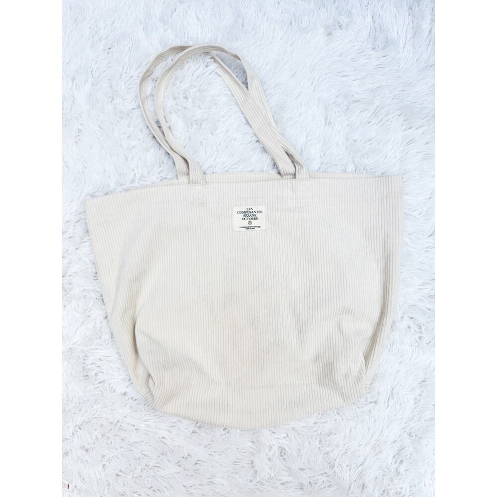 Sézane Les Composantes Octobre Ivory Corduroy Tote Bag Cream